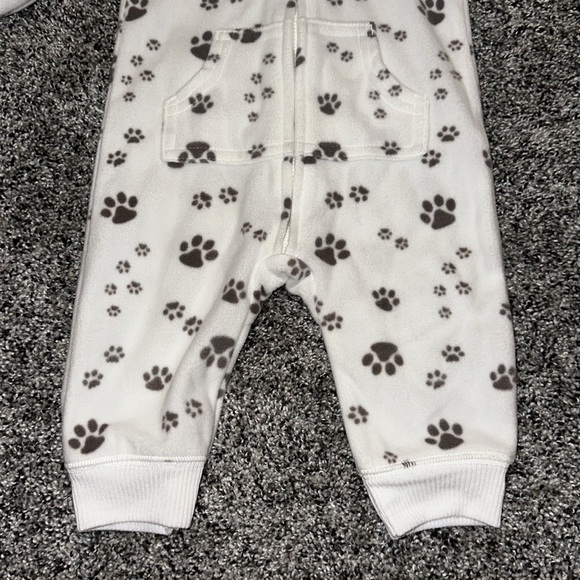 Carters 3 months Fleece Hooded Zip Up Footless Romper Paw Prints - Picture 3 of 7
